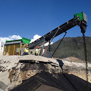 Photo of a transportable pre-coat plant in operation on a site | featured image for Products.
