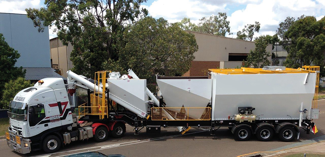 Top view of a Portabatch attached to a semi truck | Featured image for the Portabatch page for CMQ Engineering Australia.