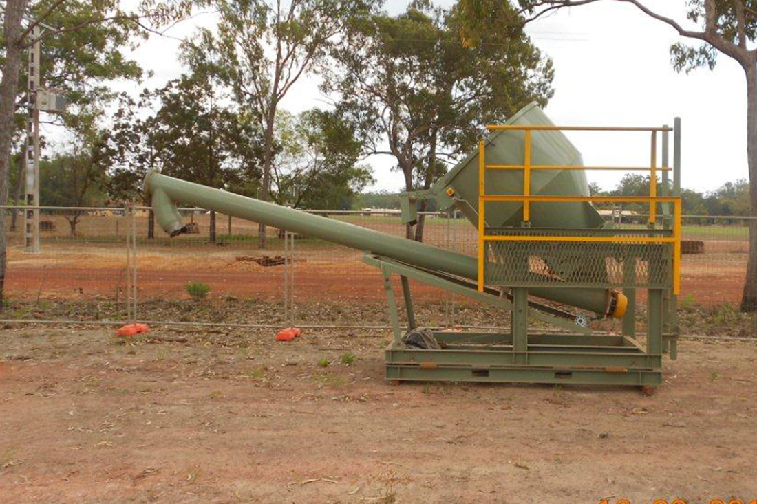 Photo of a bulker on site waiting to be used | featured image for Bulker Bag Unloader & Auger.